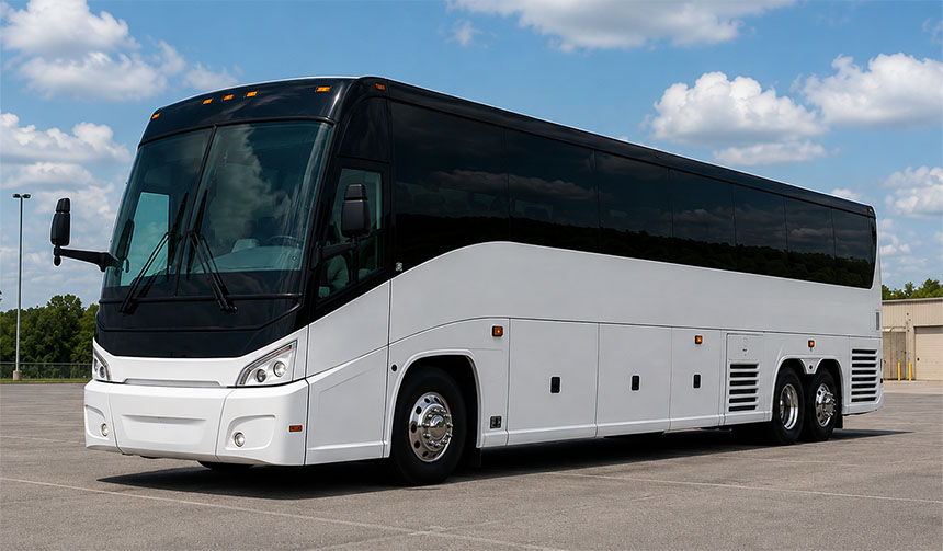 56-passenger charter bus available for charter in Tyler, TX